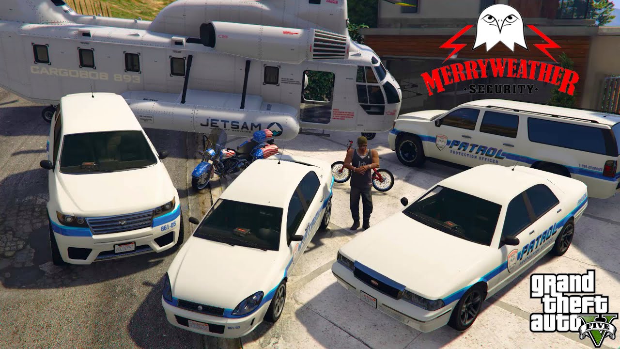 GTA 5 - Stealing Los Santos Merryweather Security Vehicles with Franklin! | (Real Life Cars) #162