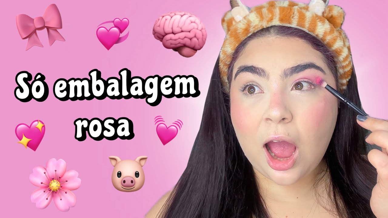 MAQUIAGEM S&Oacute; USANDO EMBALAGENS ROSA 💖💓💞🧠🎀🩷🌸