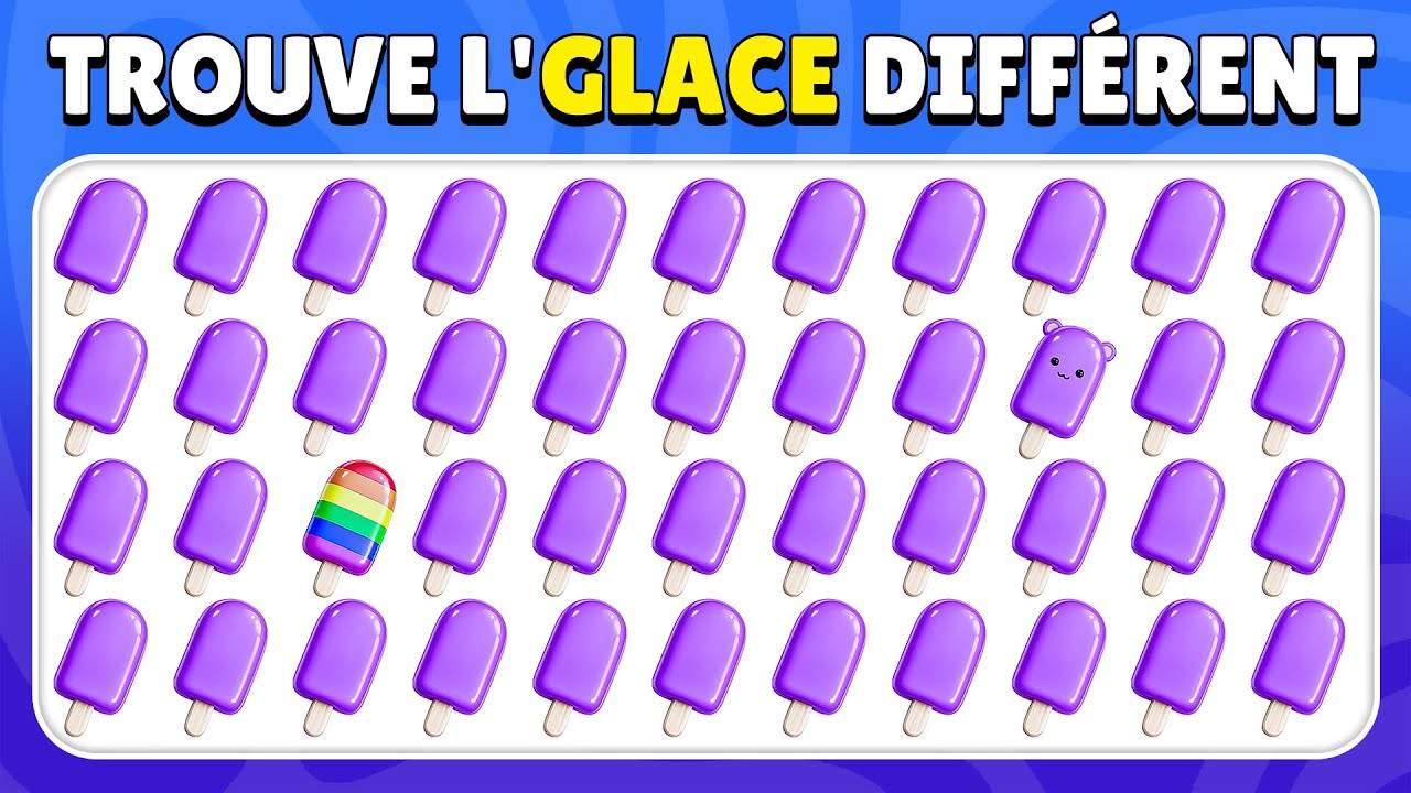 Trouve l’Intrus - Édition Glace 🍨😋🍧 | Facile, Moyen, Difficile | 30 Niveaux | Quiz Lapinou