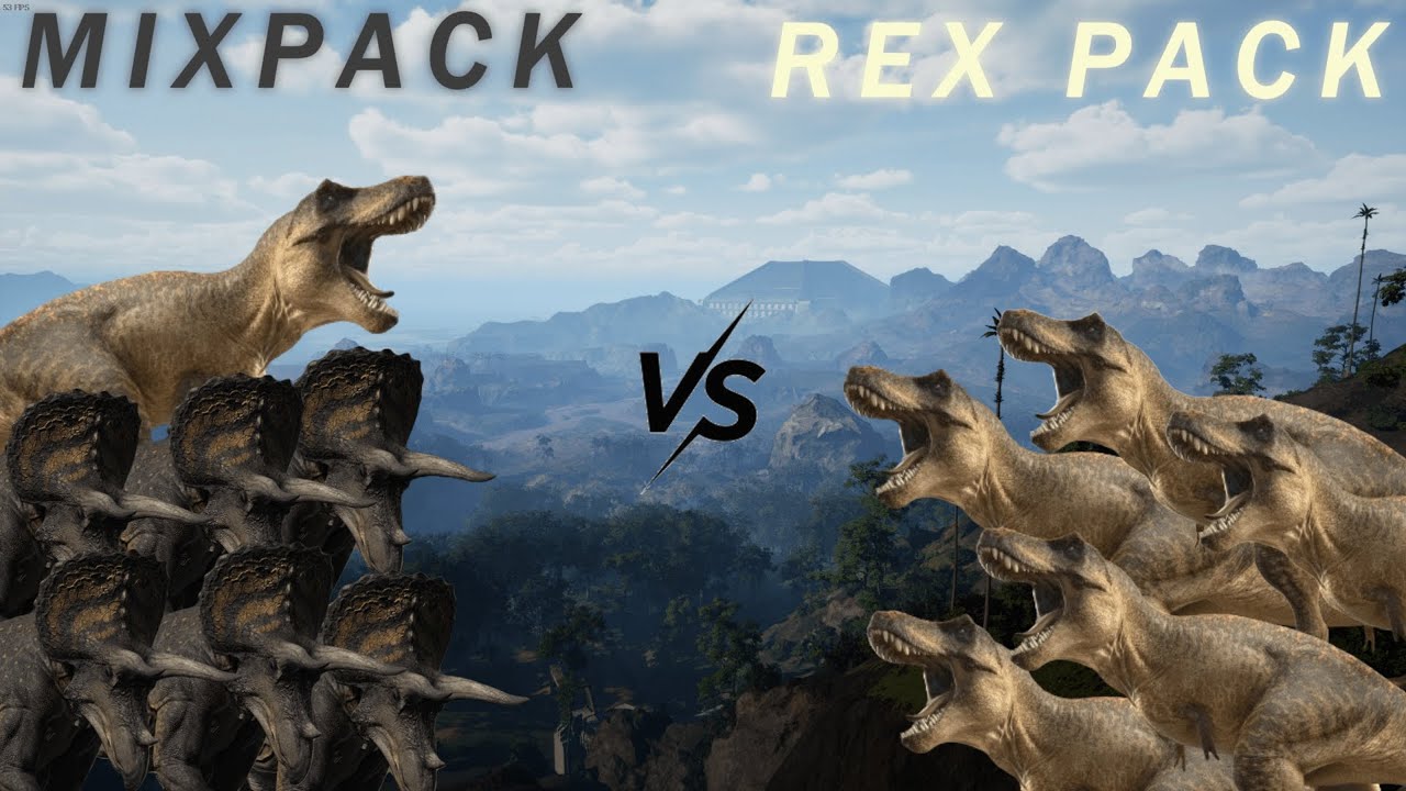 Mega Mixpack Vs Tyrannosaurus Rex Pack (LEGENDARY FIGHT) | The Isle Hordetest