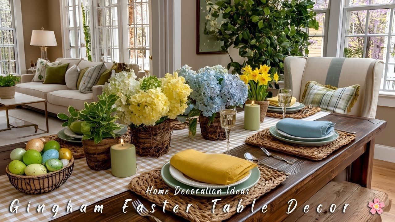 Gingham Easter Table Decor 🌸 Farmhouse Spring Tablescape Ideas | Elegant & Timeless Easter Styling