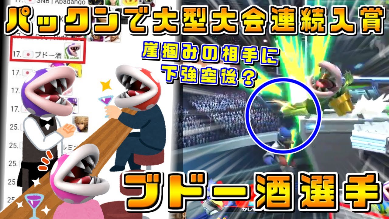 パックンで九龍,マエスマTOP連続入賞！中国地方の強豪パックンフラワー使いブドー酒選手【スマブラSP/好プレー集】
