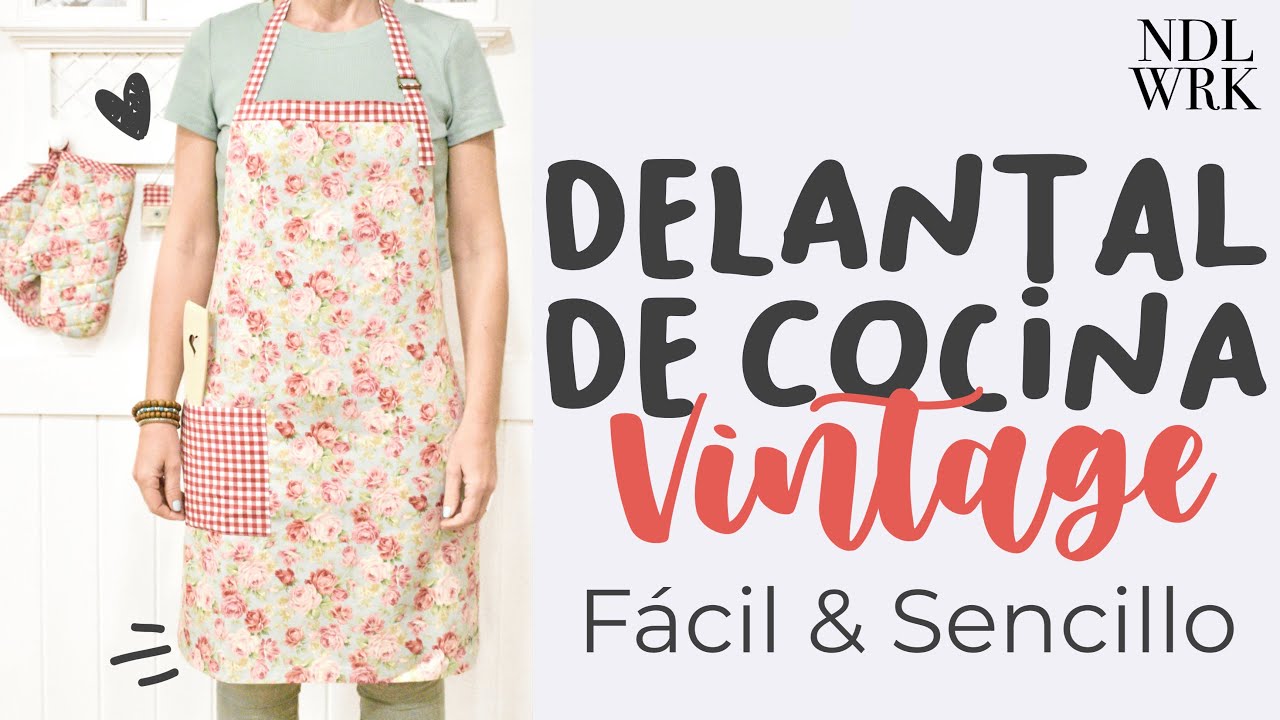 Delantal de Cocina Sencillo & Vintage - Haz tu Propio Patr&oacute;n! *Explicaci&oacute;n F&aacute;cil* (PATR&Oacute;N GRATIS)