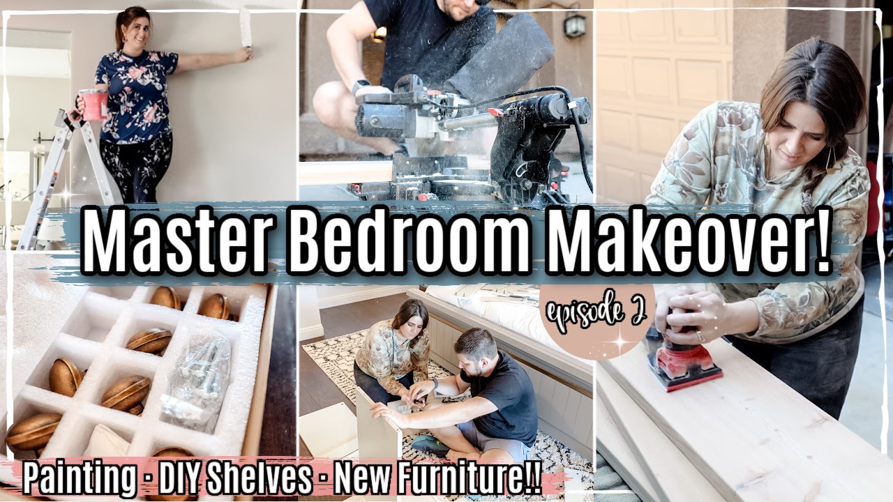 BUDGET BEDROOM MAKEOVER 2024 ep2 :: PAINTING, NEW FURNITURE + DIY WOOD SHELVES & DECORATING