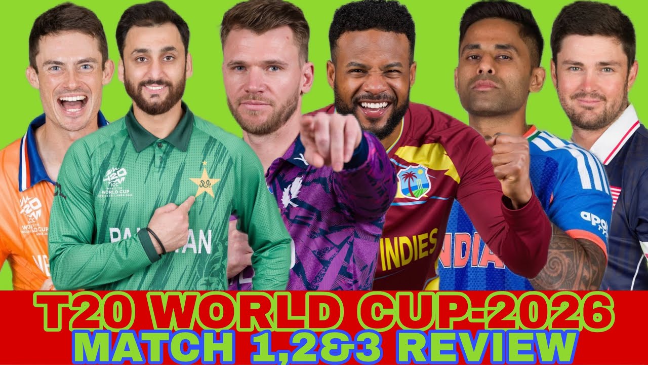 T20 WC-2026,MATCH 1,2&3 REVIEW|PAK vs NED|WI vs SCO|IND vs USA|AVG BATTING BY PAKISTAN|WI & IND WINS