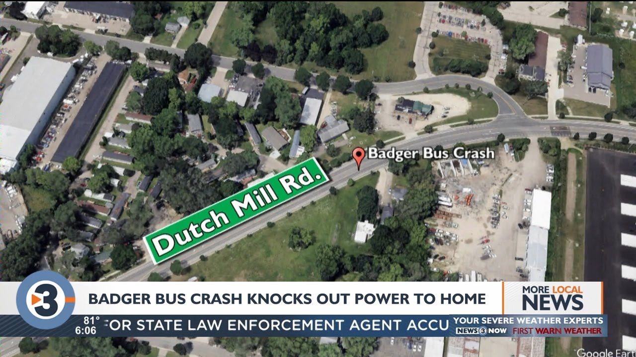 Badger Bus coach damages pole, knocks out power to southeast Madison home