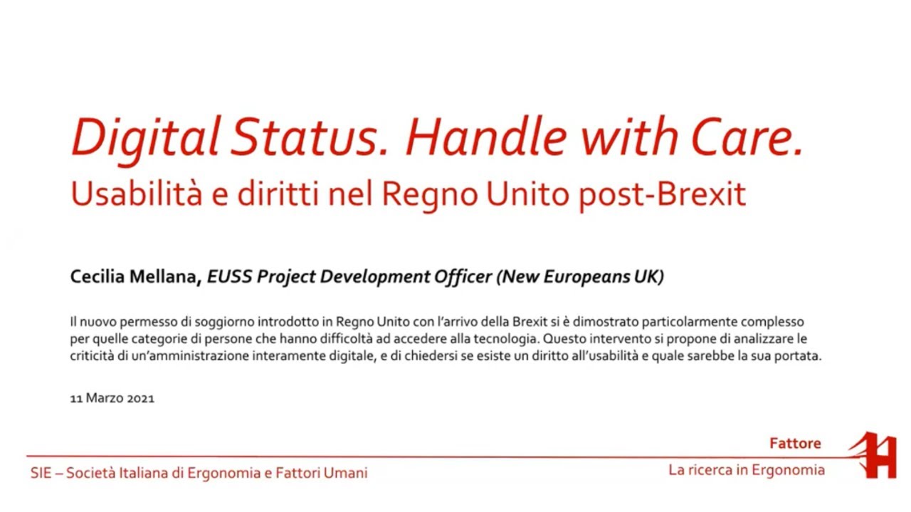 Cecilia Mellana - Usabilit&agrave; e diritti nel Regno Unito post-Brexit. Fattore H 11/03/2021