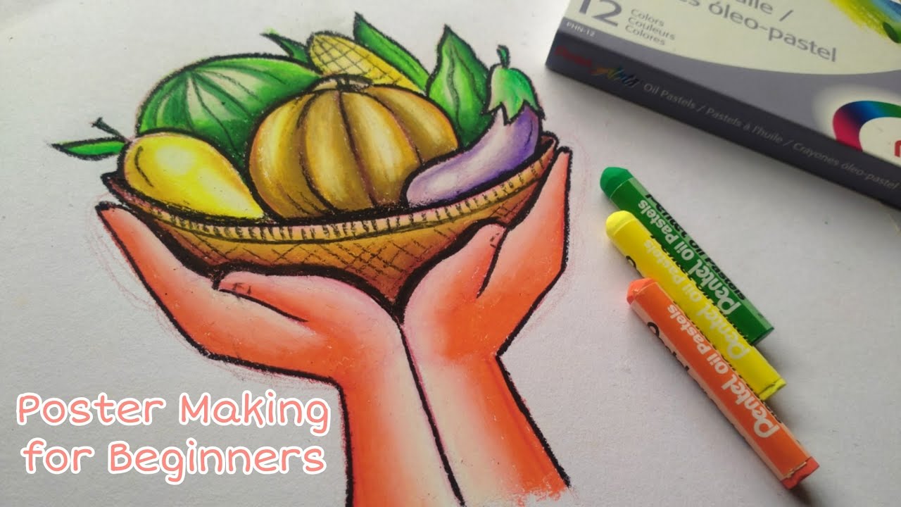 Nutriton Month Poster Making / Paano gumawa ng kamay na may hawak na basket ng gulay at prutas