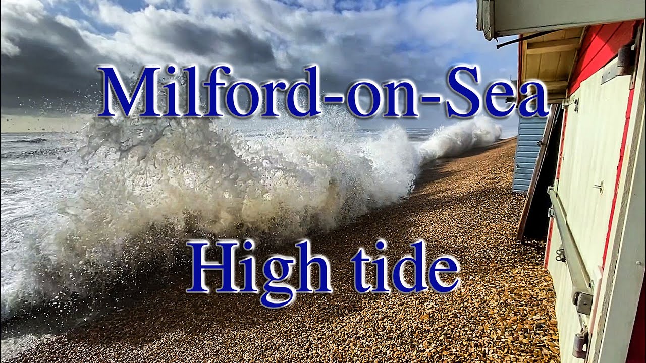 Drone footage of High tide at Milford-on-Sea.
