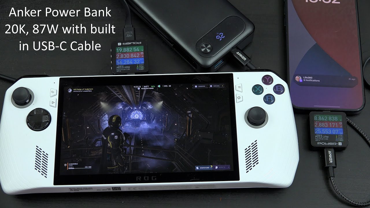 Anker Power Bank, портативное зарядное устройство ёмкостью 20 000 мА·ч со встроенным кабелем USB-...