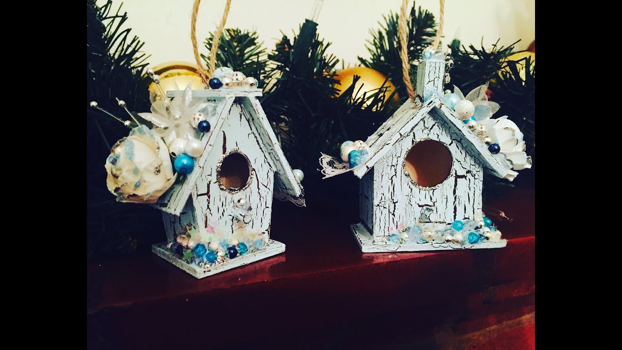 Altered Bird House Christmas Decoration
