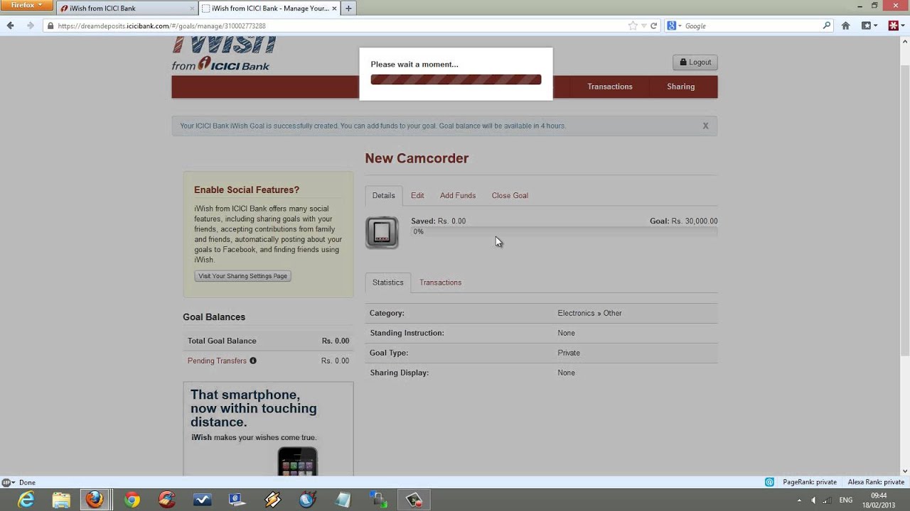 How to Setup ICICI Bank iWish - Create Goal, Sharing Options