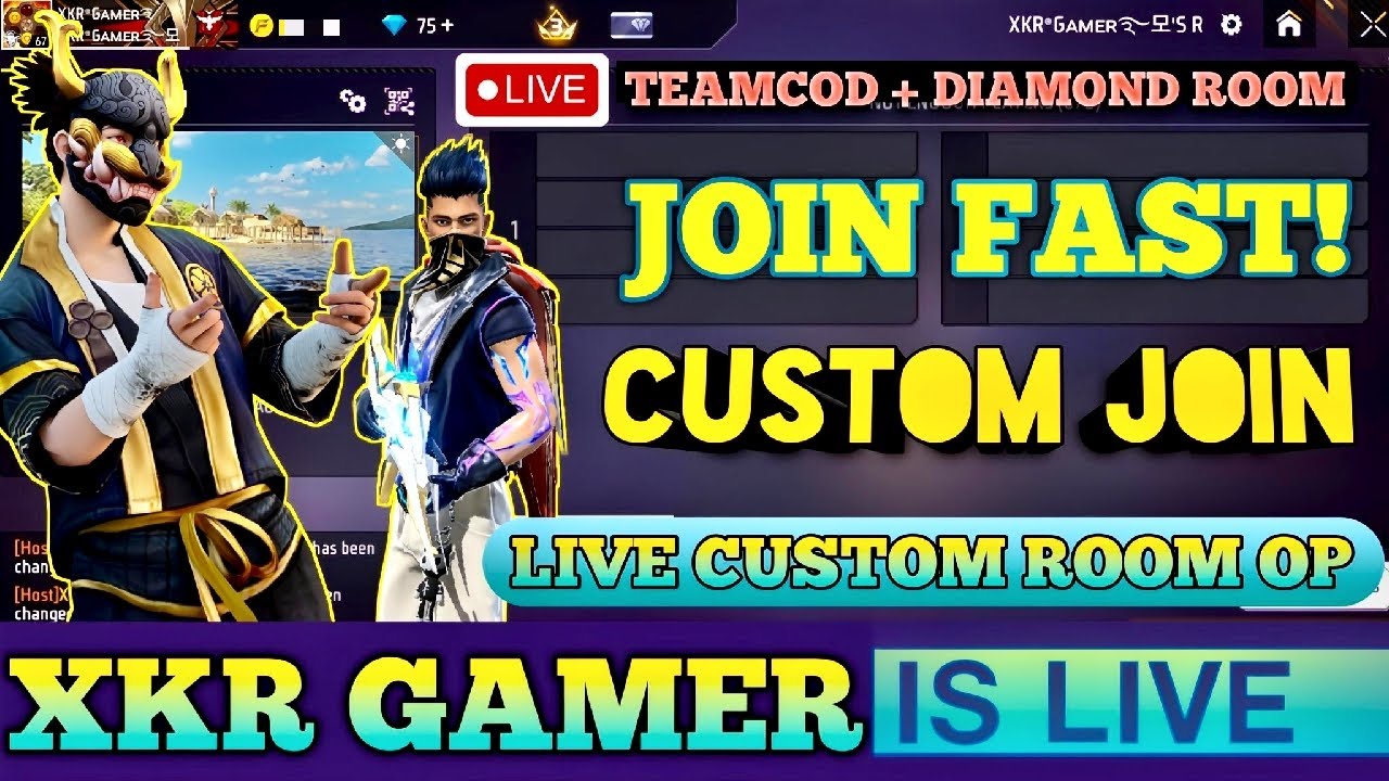 FREE FIRE CUSTOM LIVE | CUSTOM ROOM CHALLENGE | FREE FIRE SHORT LIVE CUSTOM | xkr gamer