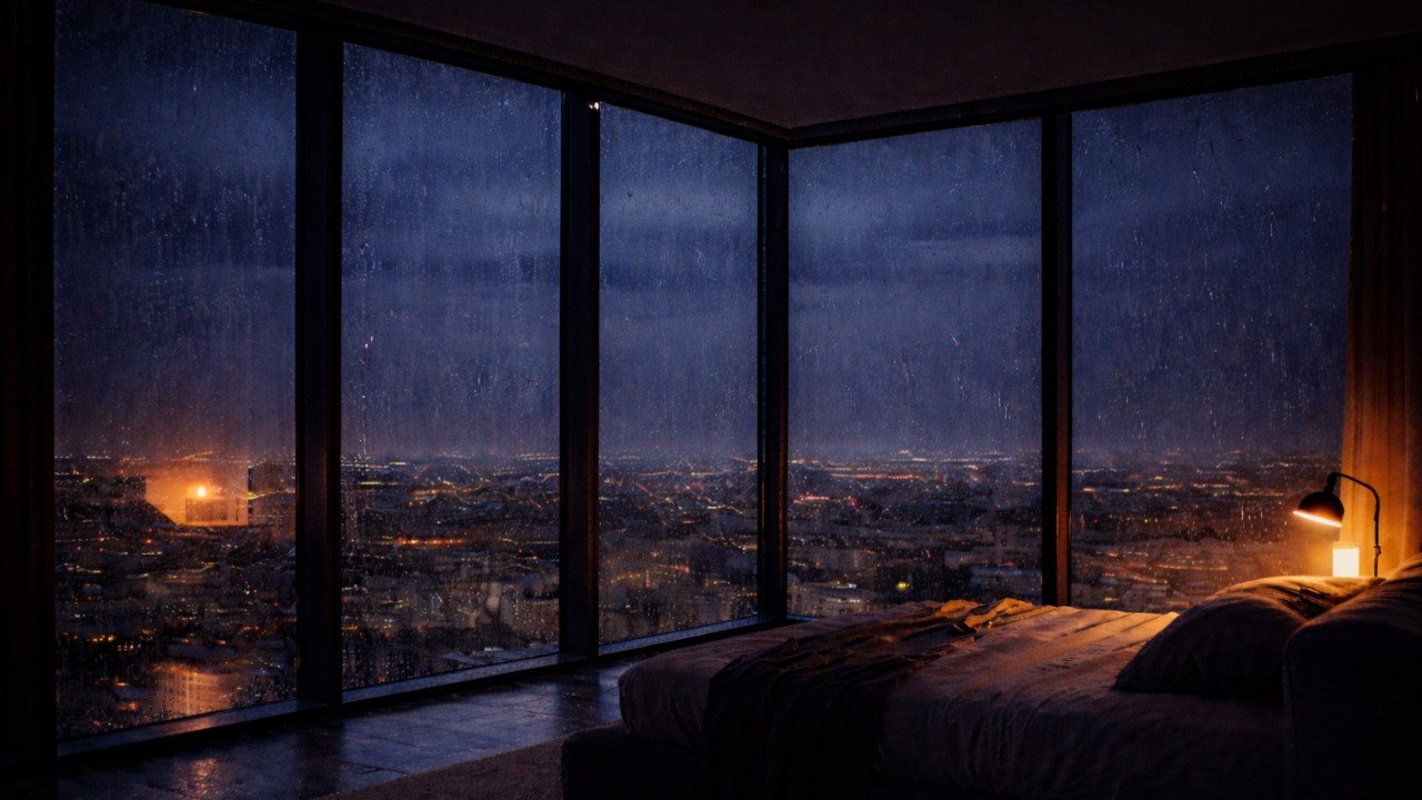 Rain on Window at Night 🌧 3 Hours of Steady Rain for Deep Sleep
