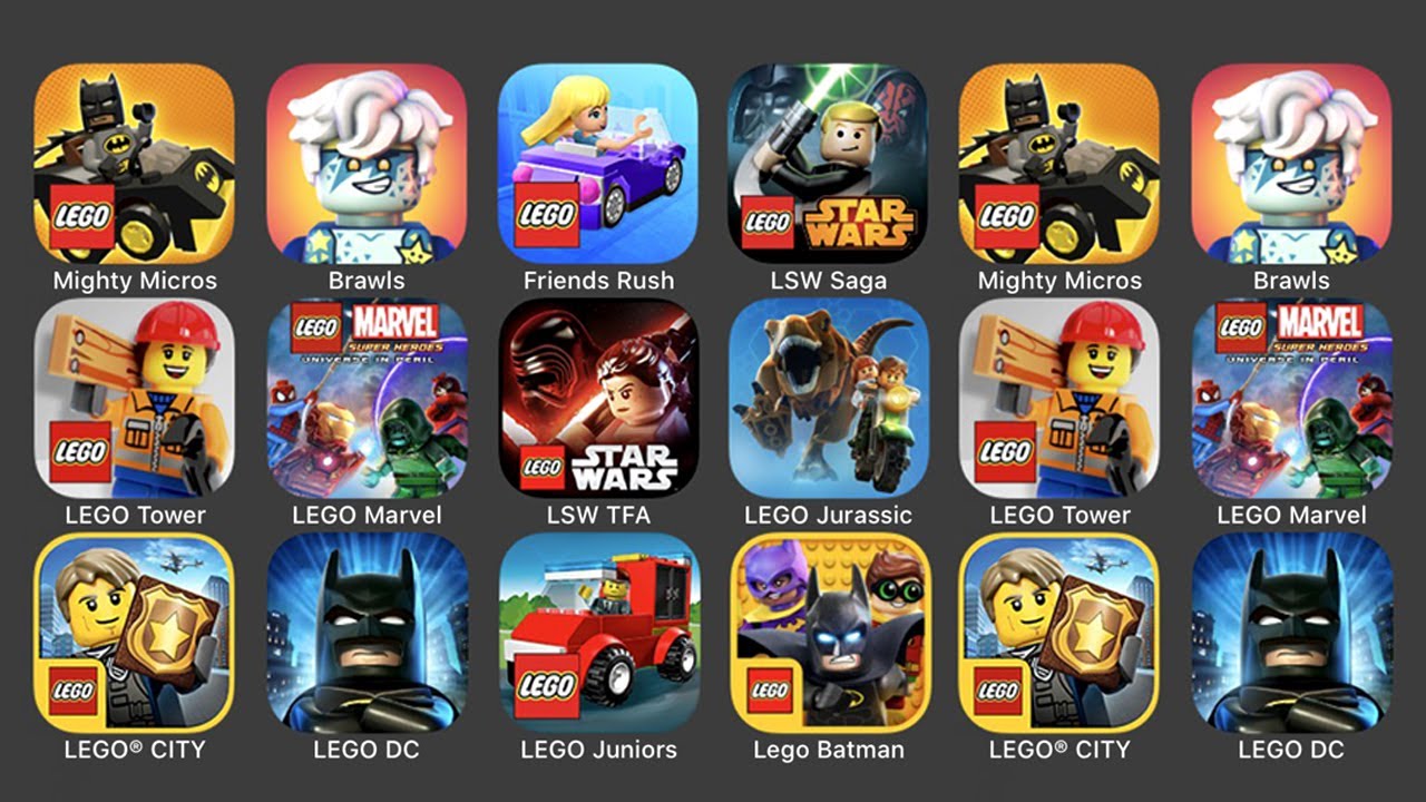Mighty Micros, Brawls, Friends Rush, LSW Saga, LEGO Tower, LEGO Marvel, LSW TFA, LEGO Jurassic...