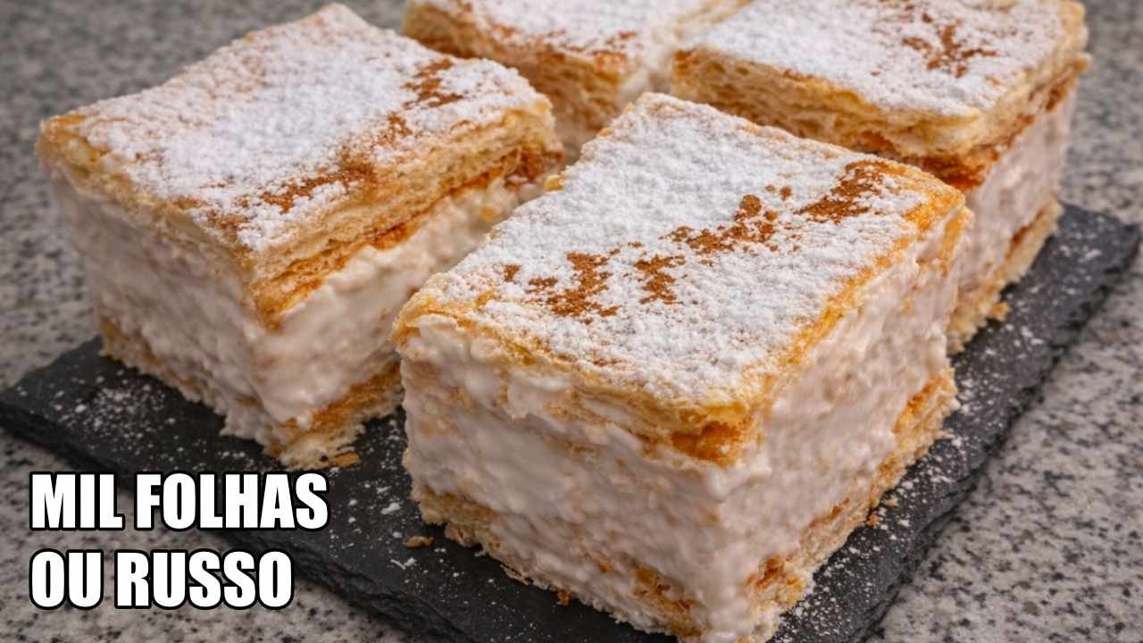 Mil Folhas ou Russo 😋 leve e delicioso #sobremesa #bolo #doces