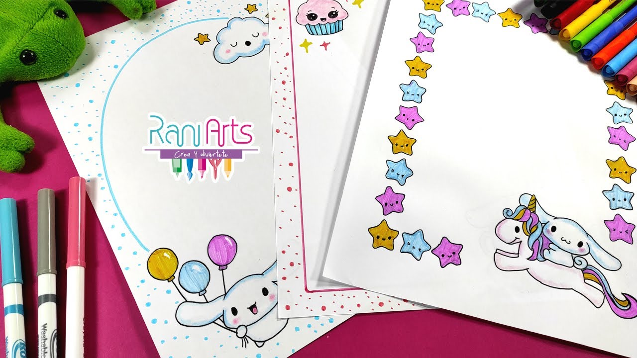 Haz HOJAS DECORADAS, MARGENES, PORTADAS, BORDES (Cinnamoroll)- DIY - FÁCIL 🌟