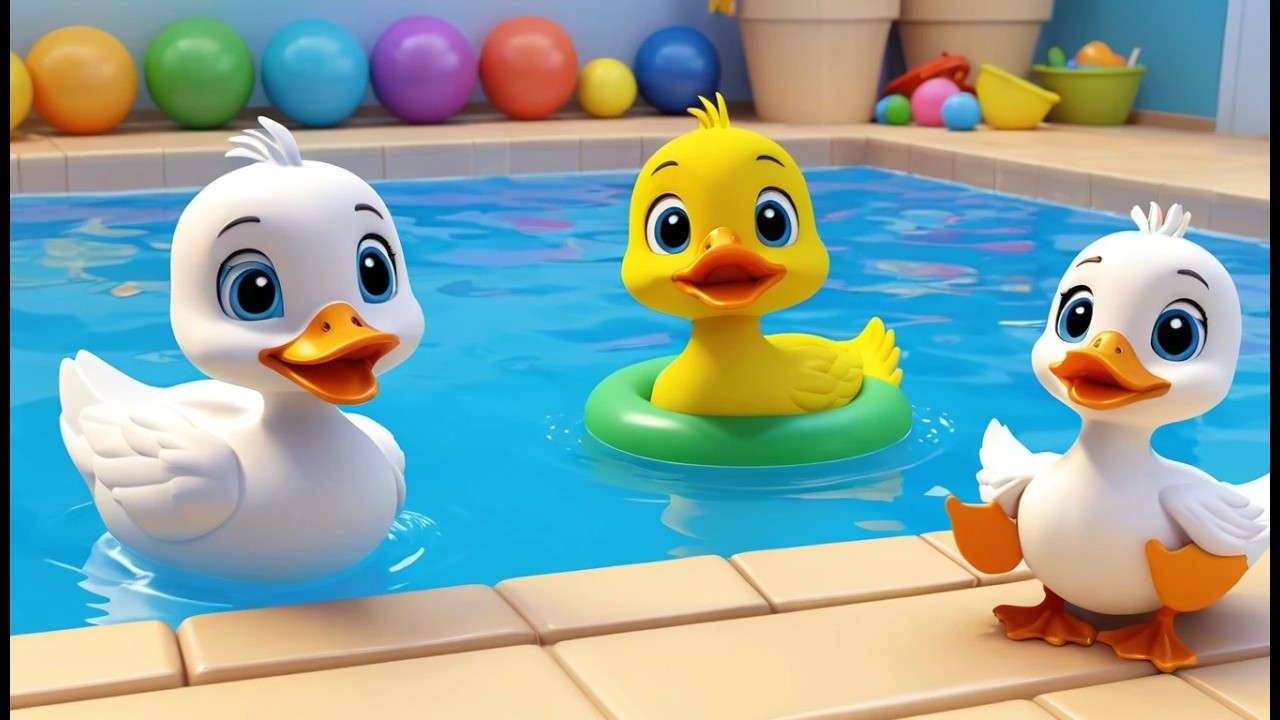 Le caneton va a des cours de natation