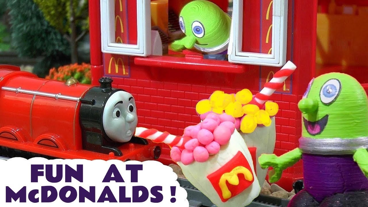 Fun with Thomas and Friends Toy Trains at McDonalds with the Funlings