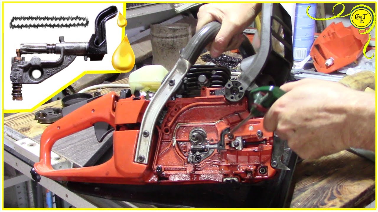 DESMONTAR BOMBA de ACEITE para ENGRASAR CADENA en MOTOSIERRA husqvarna 350