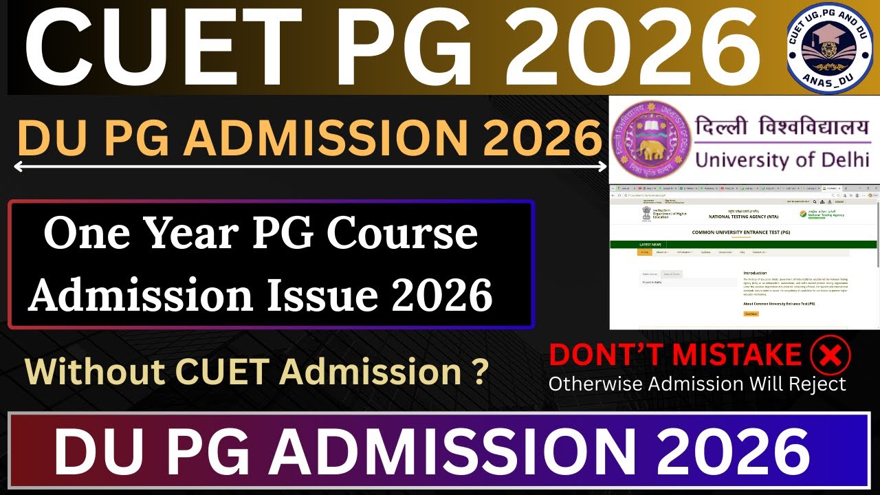 CUET PG 2026 || Delhi University Two & One  Year PG Admission 2026 || Without CUET PG Admission ?