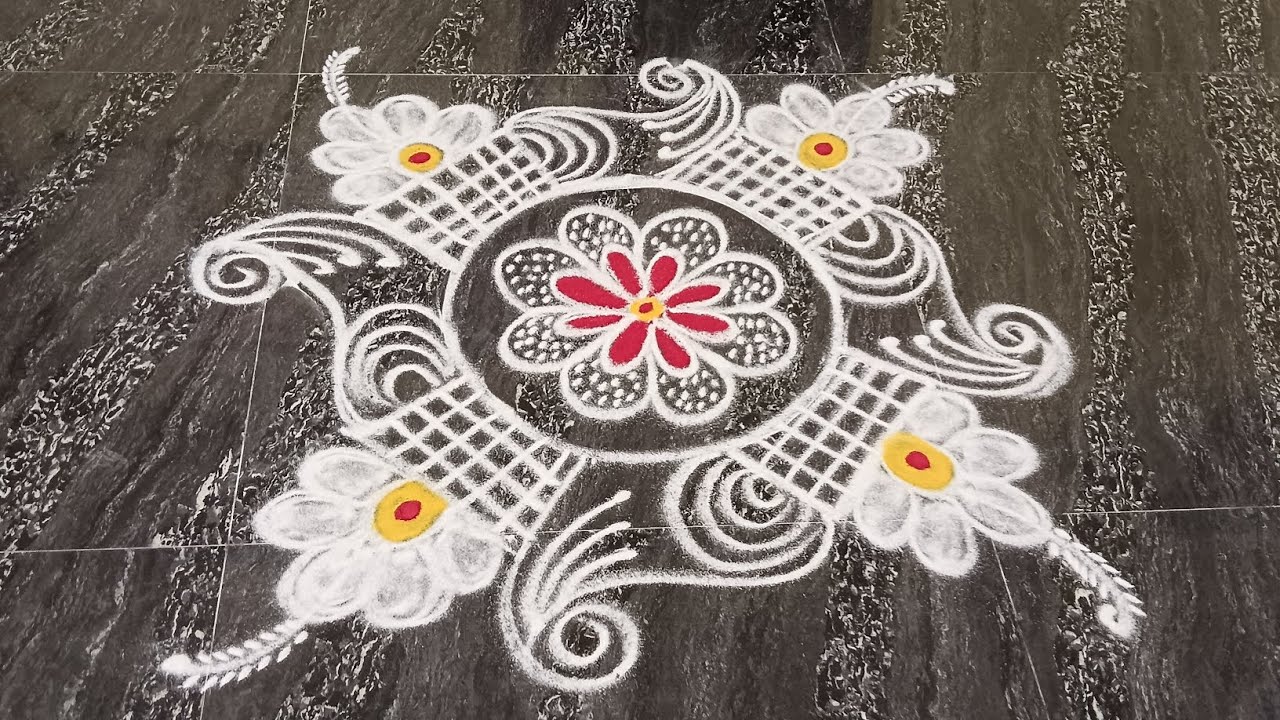 Simple Rangoli kolam for beginners 🫶☺️💗✨