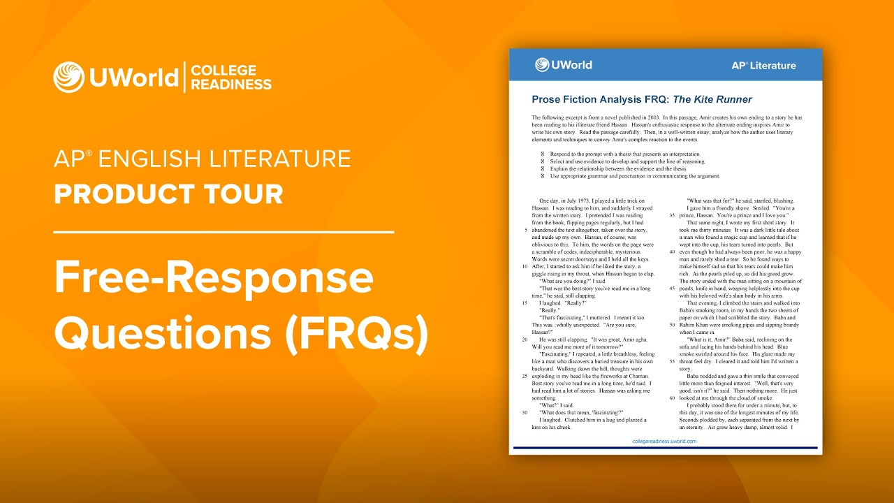UWorld’s Course for AP® English Literature Product Tour: Free-Response Questions (FRQs)