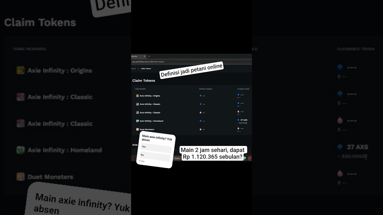 Axie Infinity Masih Cuan? Main 2 Jam Sehari, sebulan dapet segini!