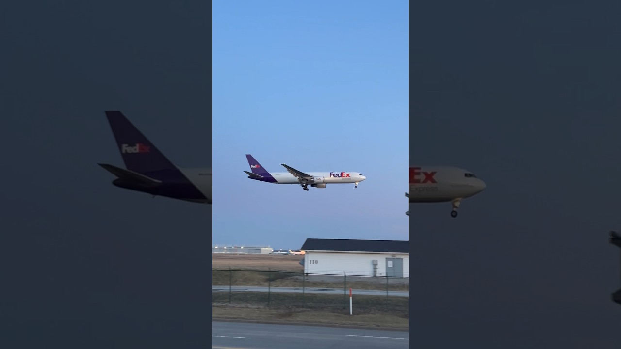 FedEx Boeing 767 landing at Cleveland Hopkins #aviation #cleveland #boeing767 #fedex