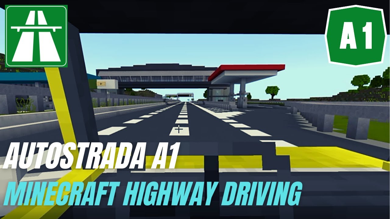 Minecraft Highway A1 with CAR DRIVING MOD (Minecraft Car Ride)