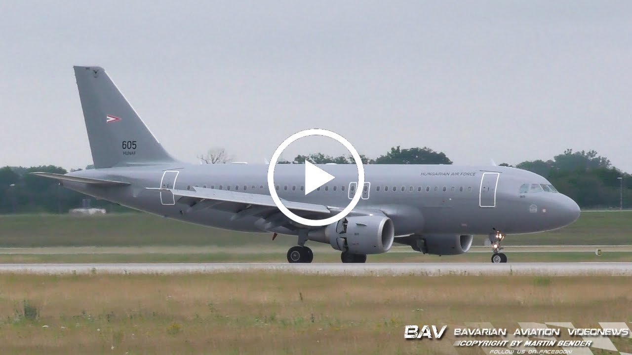 Airbus A319 - Hungarian Air Force 605 - landing at Munich Airport