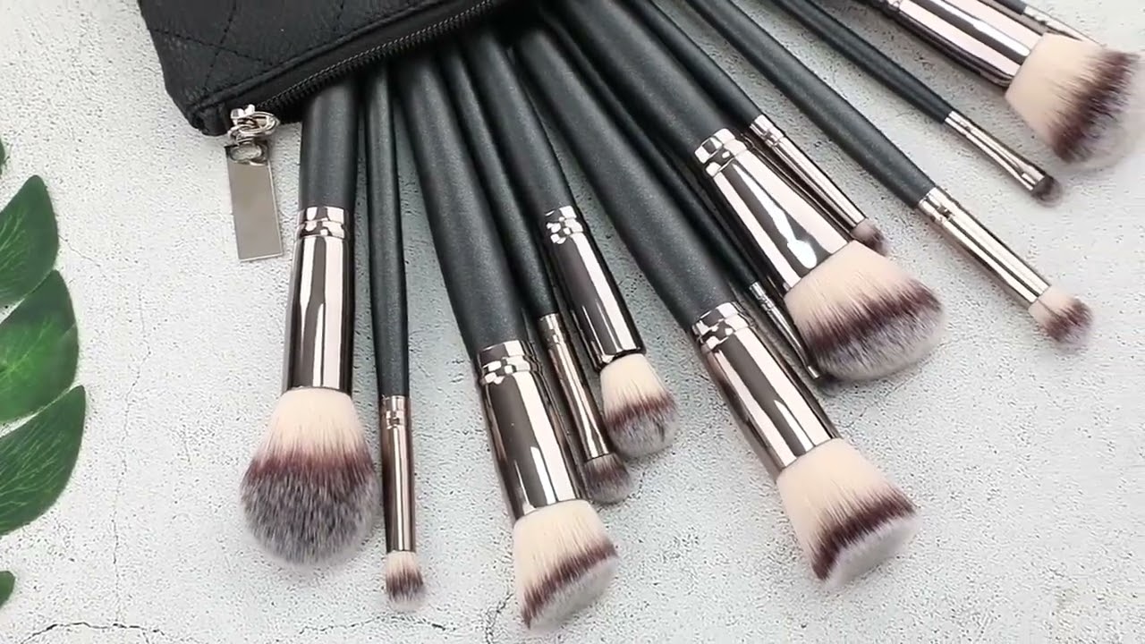 15Pcs Makeup Brushes Set Travel Foundation Blending Blush Eyeline