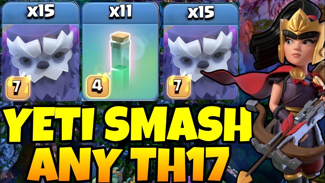 Mass Yeti Smash at TH17! UNSTOPPABLE Attack Strategy with Invisible Spell 2025 | ( Clash of Clans )
