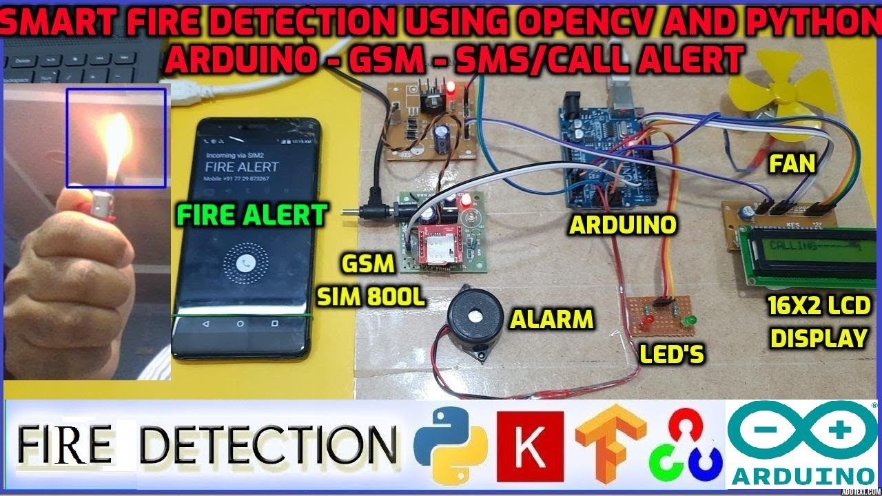 Smart Fire Detection Using OpenCV and Python With Arduino - GSM - Call Alert and SMS Notification