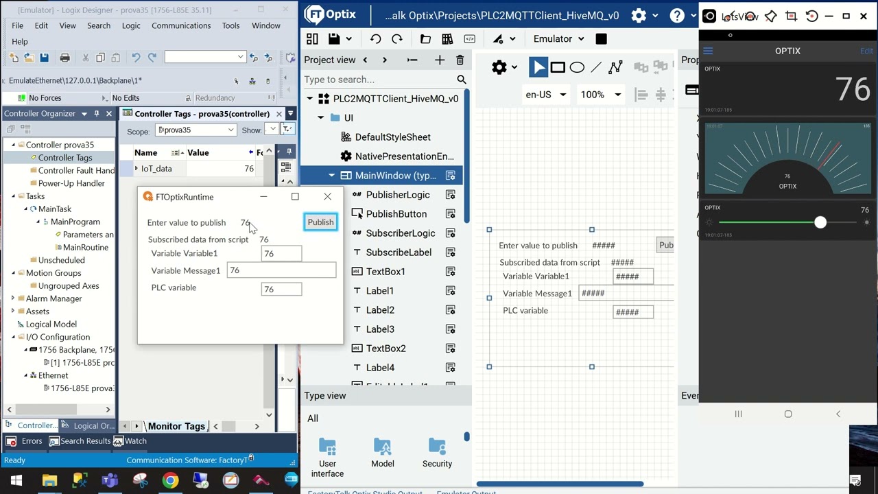 FactoryTalk Optix MQTT PLC screencapture