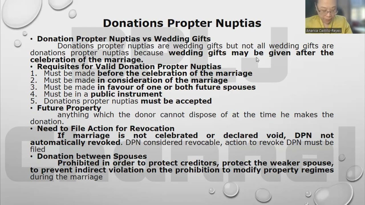 Family Code - Donations by Reasons of Marriage