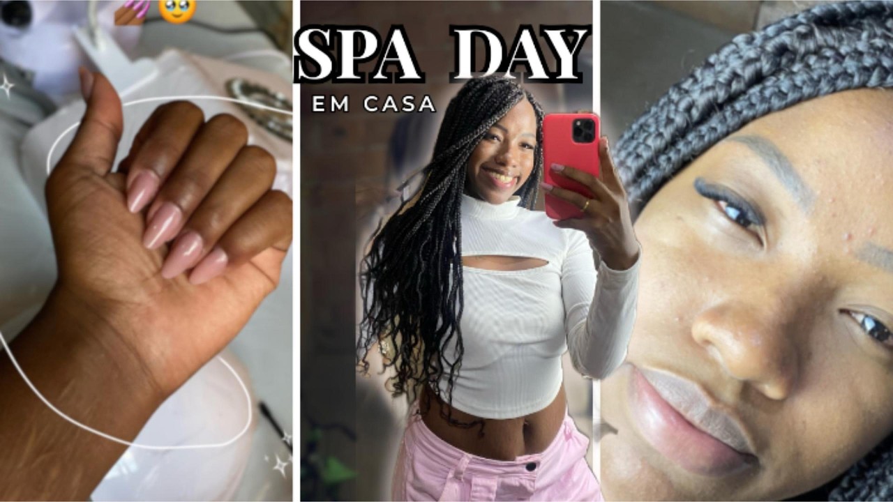 VIDA REAL: SPA DAY em casa 🤍🎀 Tranças e unhas sozinha + cílios com minha irmã