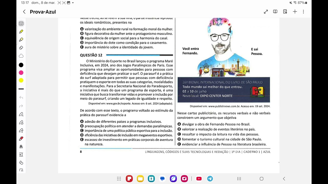 questão 12 enem 2025 prova azul