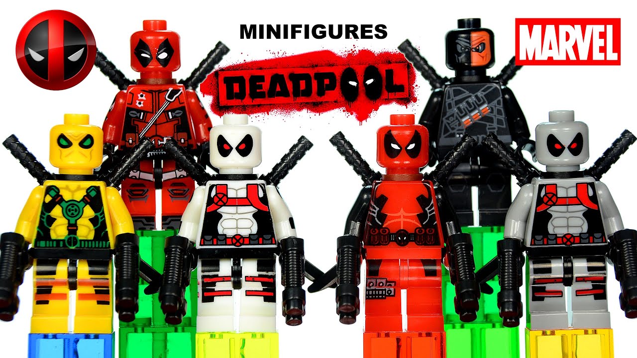 Deadpool Minifigures X-Force Marvel Super Heroes Lego KnockOff Set 1 w/ Deathstroke