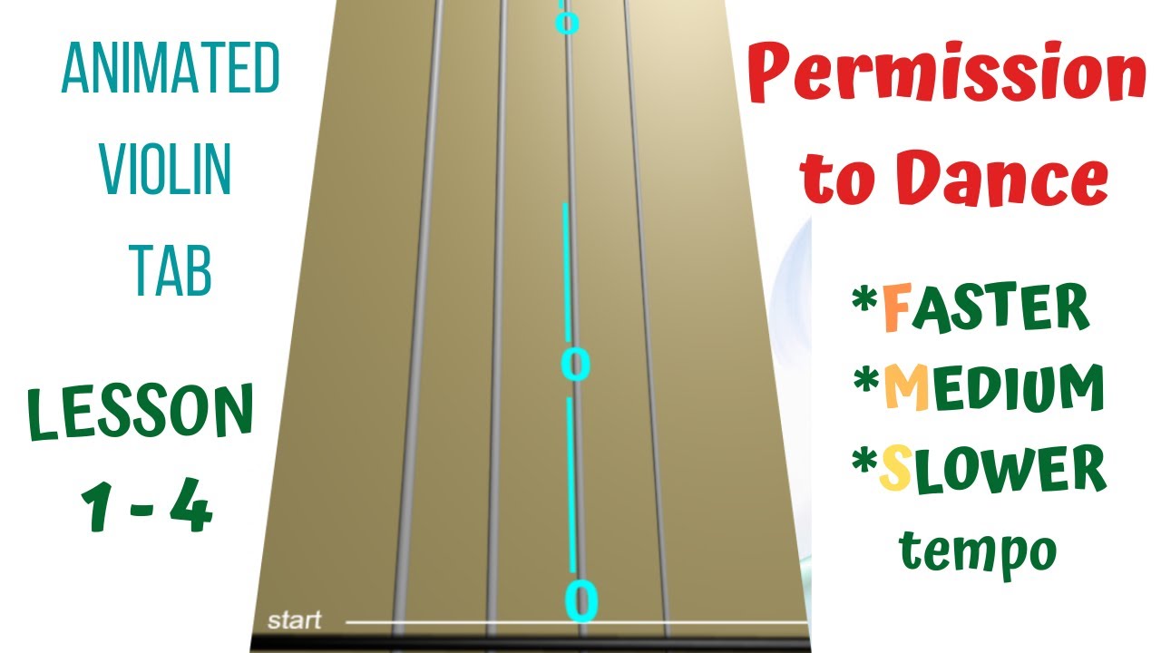 PERMISSION TO DANCE by BTS - Violin Tutorial (Faster, Medium, Slower) ANIMATED VIOLIN TAB   LESSON 1