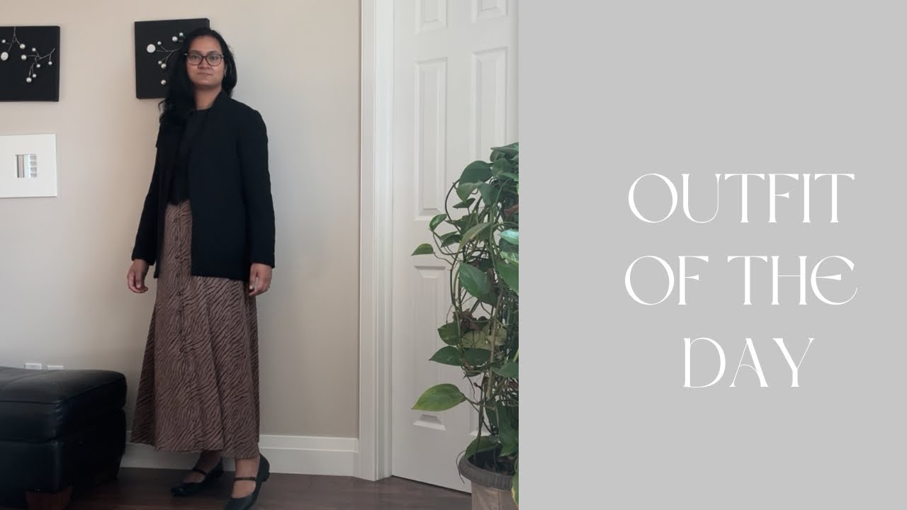Office Outfit Idea- Animal Print Skirt- Black Blazer Outfit- 