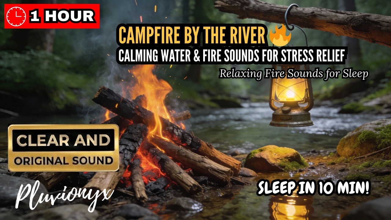 Campfire by the River 🔥 Calming Water & Fire Sounds for Sleep & Stress Relief