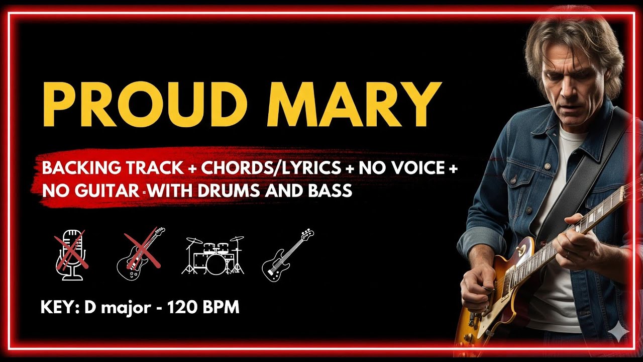Creedence Clearwater Revival - Proud Mary (Backing Track No Vocals, No Guitar) | #chords