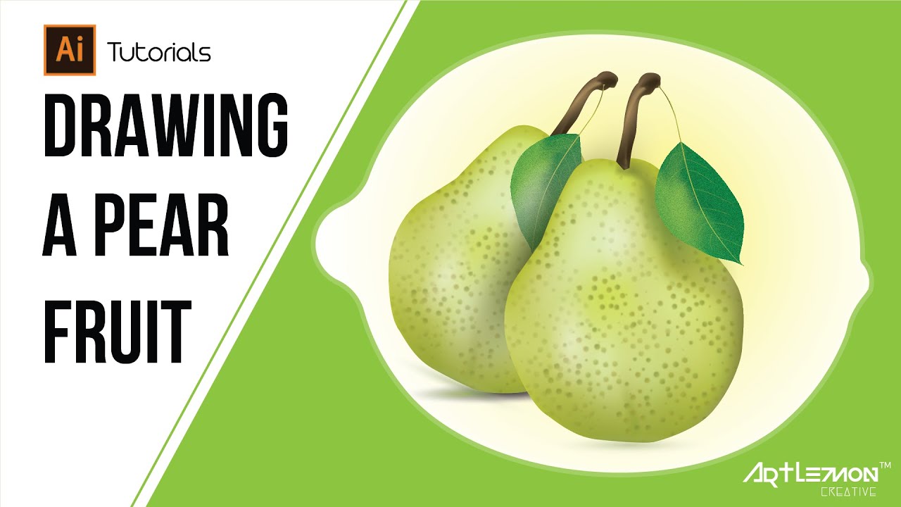 How to draw a realistic pear fruit in illustrator | using Pen and Mesh tool | Artlemon Creative