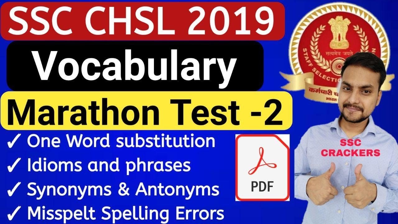 SSC CHSL  2019  | Vocabulary Marathon Test -2 | BY SSC CRACKERS | TARGET 12 OCT
