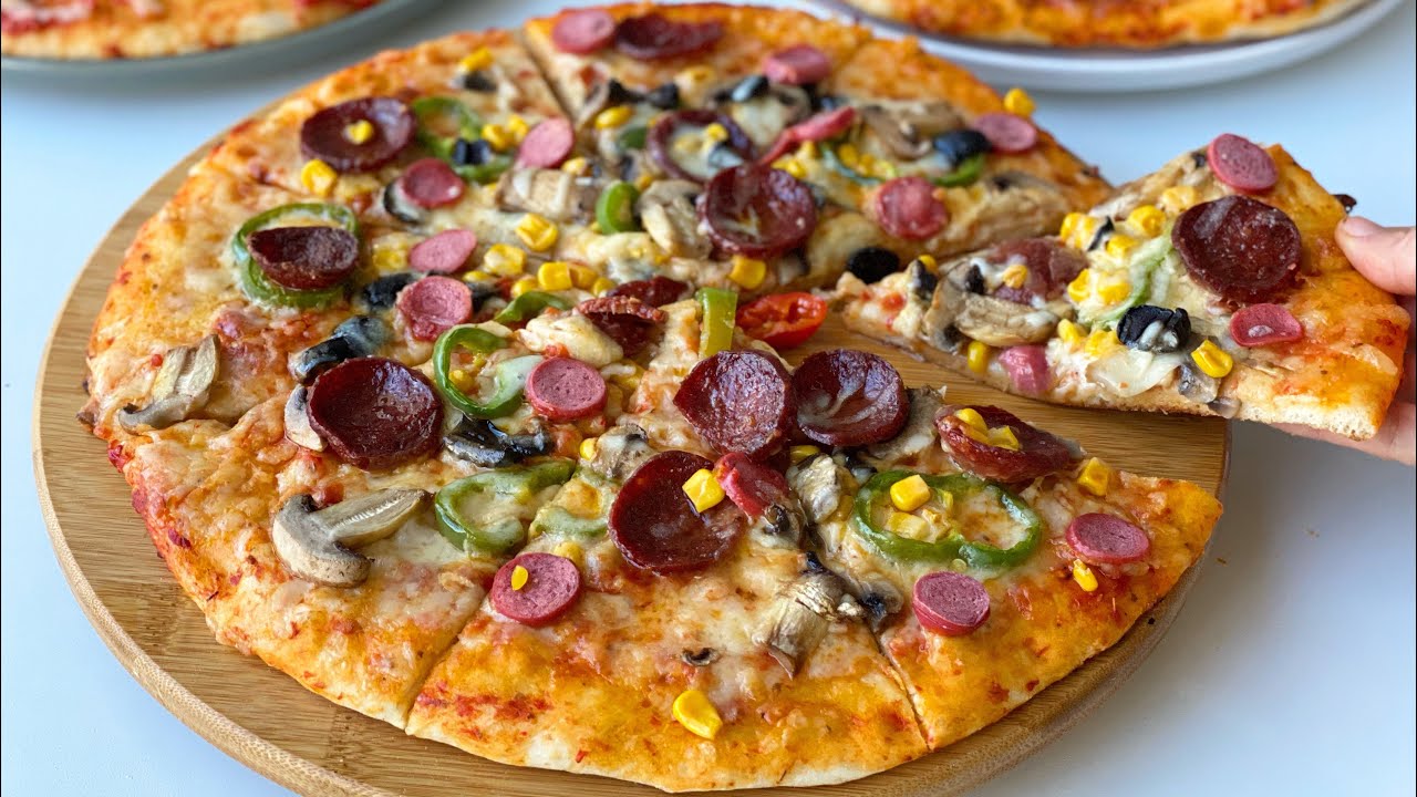 ABARTISIZ🤭YAPTIĞIM EN GÜZEL PİZZA OLDU✌🏻TAM ÖLÇÜLÜ YUMUSACIK BOL MALZEMOZ EV YAPIMI PİZZA😍