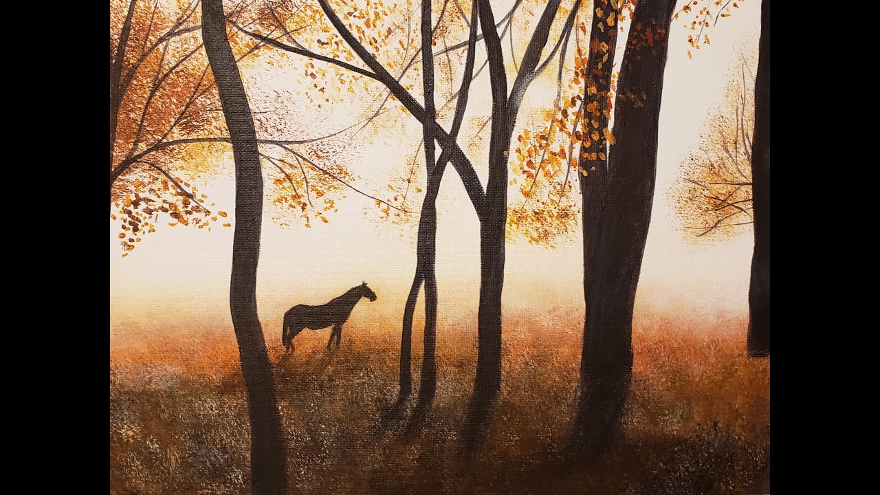 EASY Horse Silhouette Step-By-Step Acrylic Painting Tutorial