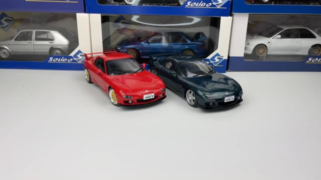 Iconic Rotary Power: Mazda RX7 (1994) 1:18 Solido S1810602 & S1810601 Review - Blue & Red Variants