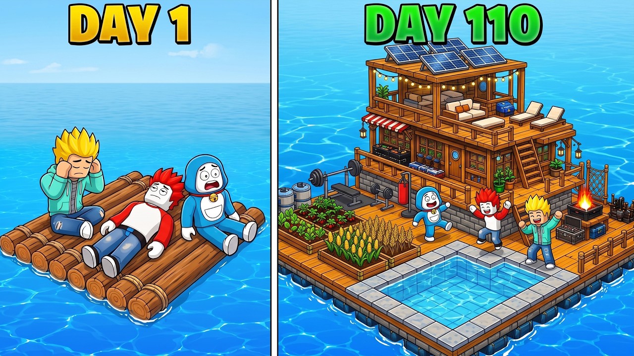 We Survived 100 Days at Sea with RAFT Part 2 🛶 🌊 | Roblox