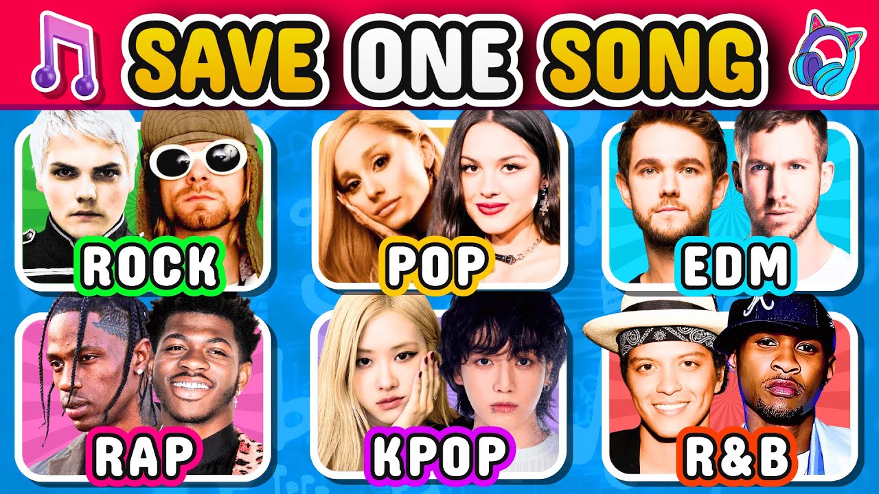 POP vs ROCK vs RAP vs KPOP vs EDM vs R&B 🌟🎵 SAVE ONE SONG | Music Quiz